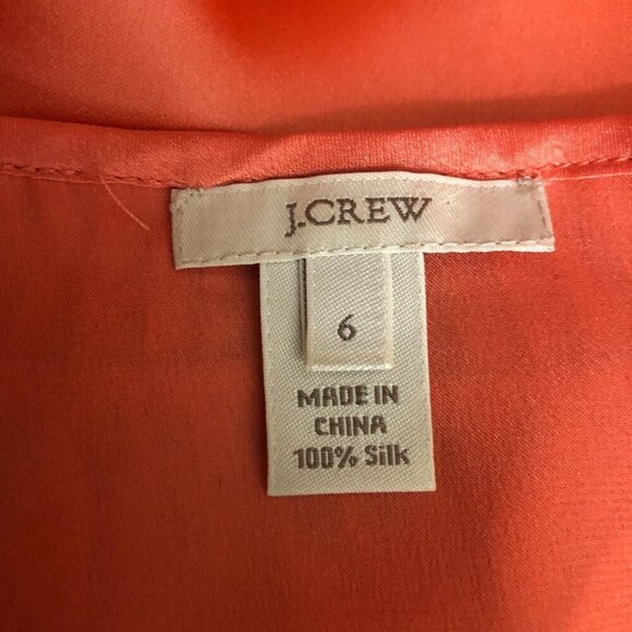 J.Crew Silk Blouse Shiny Peach Sleeveless Ruffled Size 6 - Picture 6 of 6